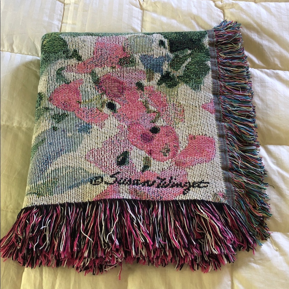 Susan Winget Cotton Floral Throw Blanket